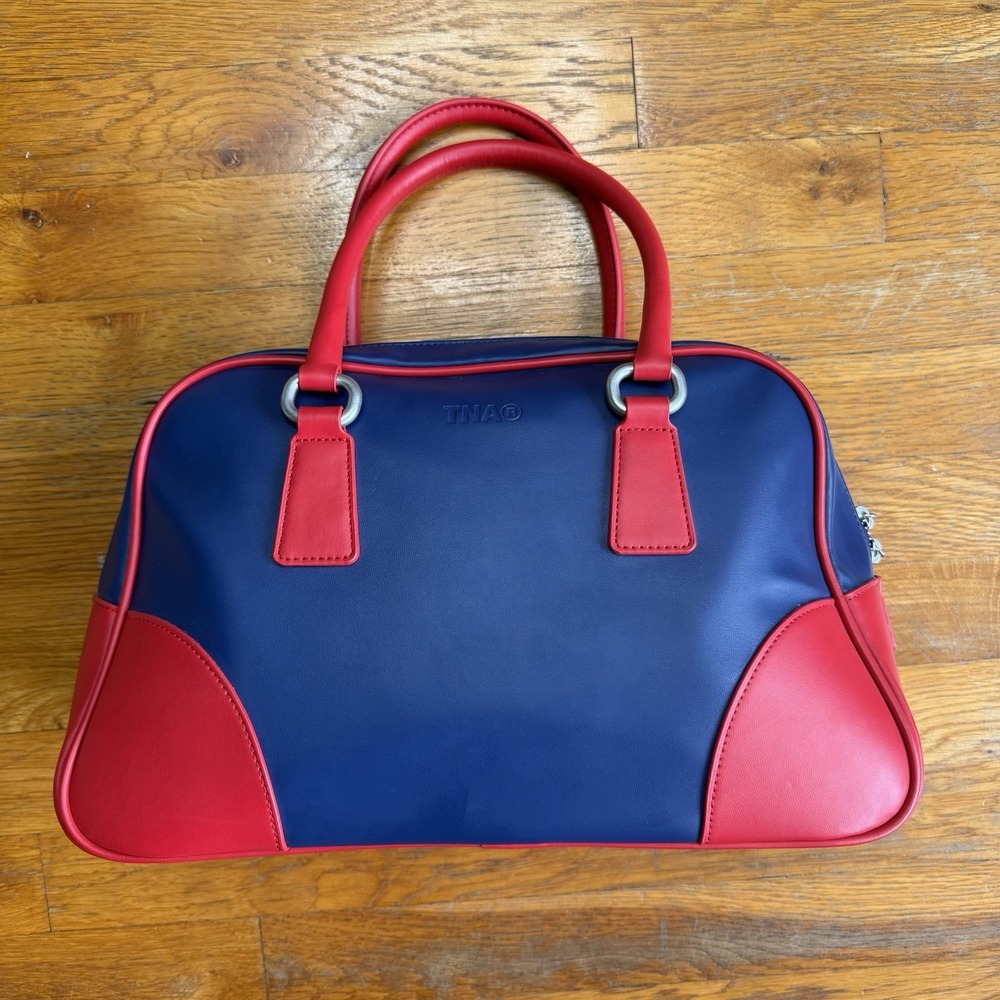 Aritzia TNA Throwback Small Bag Vegan Leather Shoulder Bag Red Blue RARE